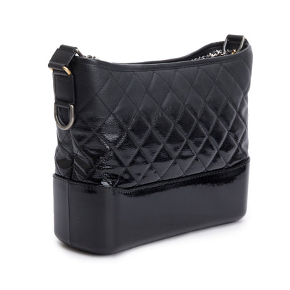 Chanel Black Patent Goatskin Leather Medium Gabrielle Hobo