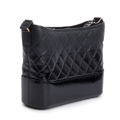 Chanel Black Patent Goatskin Leather Medium Gabrielle Hobo