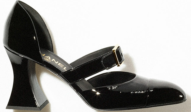 CHANEL CC  PATENT LEATHER D'ORSAY PUMPS