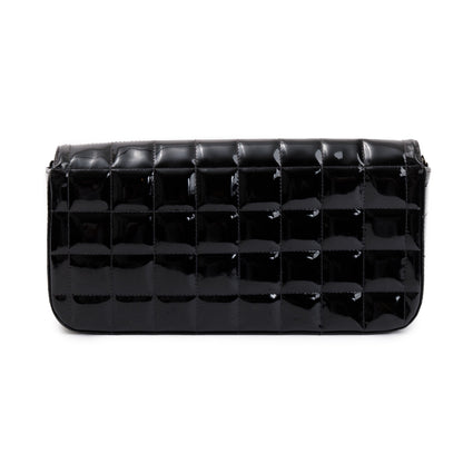 Chanel Black Patent Leather Chocolate Bar E/W Flap  Bag