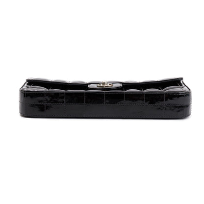 Chanel Black Patent Leather Chocolate Bar E/W Flap  Bag
