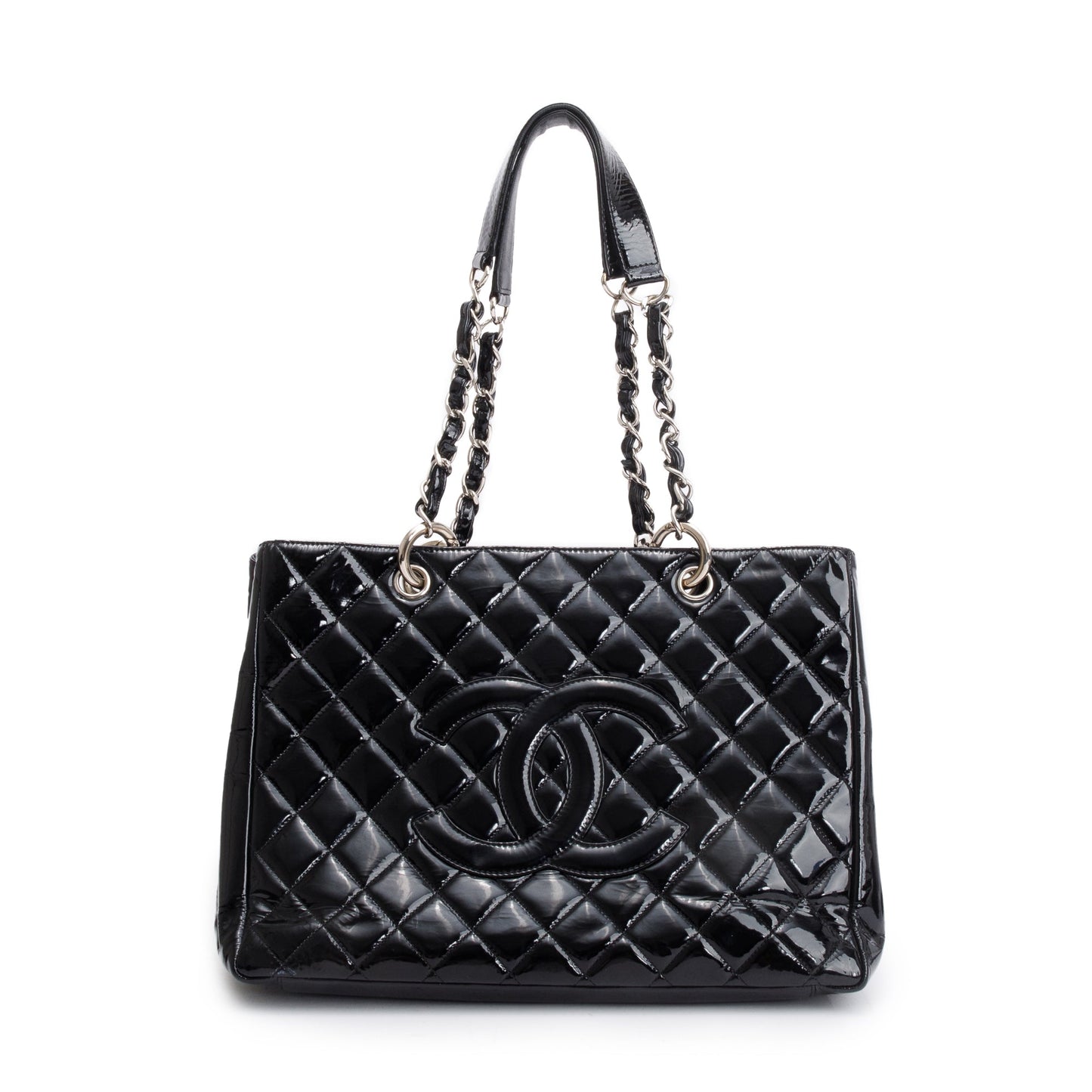 Chanel Black Patent Leather Grand Shopping Tote (GST)