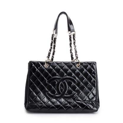 Chanel Black Patent Leather Grand Shopping Tote (GST)