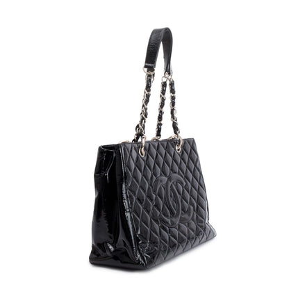 Chanel Black Patent Leather Grand Shopping Tote (GST)