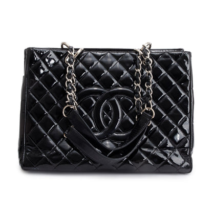Chanel Black Patent Leather Grand Shopping Tote (GST)