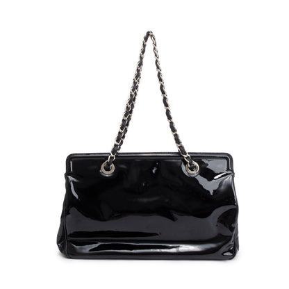 Chanel Black Patent Leather Lipstick Ligne tote