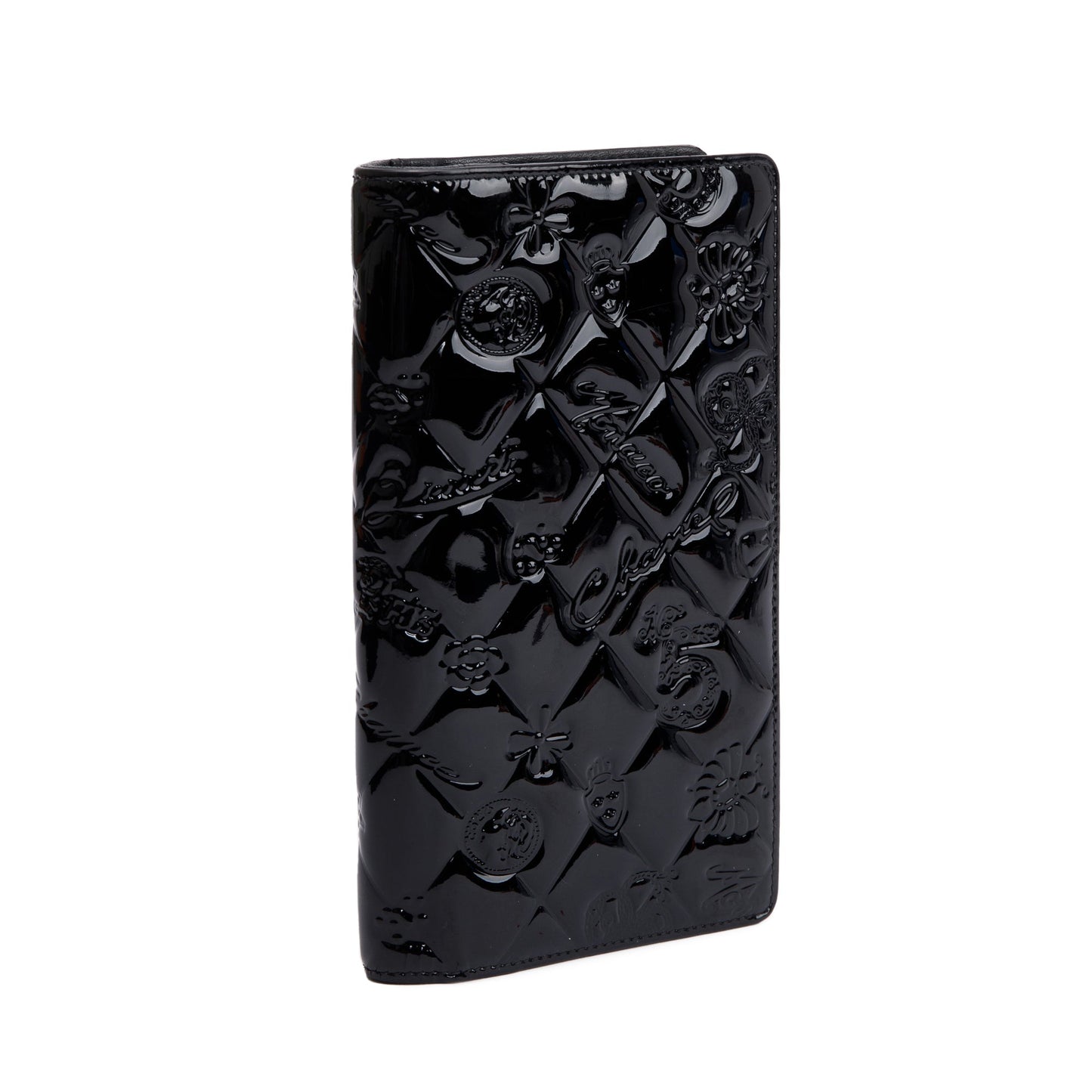 Chanel Black Patent Leather Lucky Symbols Bifold Wallet