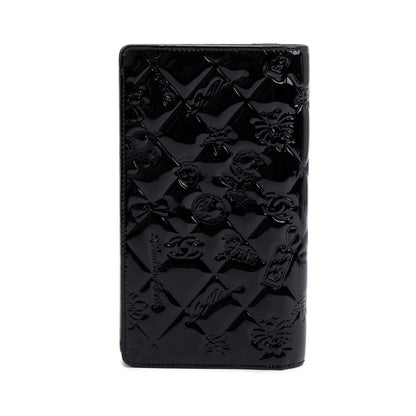 Chanel Black Patent Leather Lucky Symbols Bifold Wallet