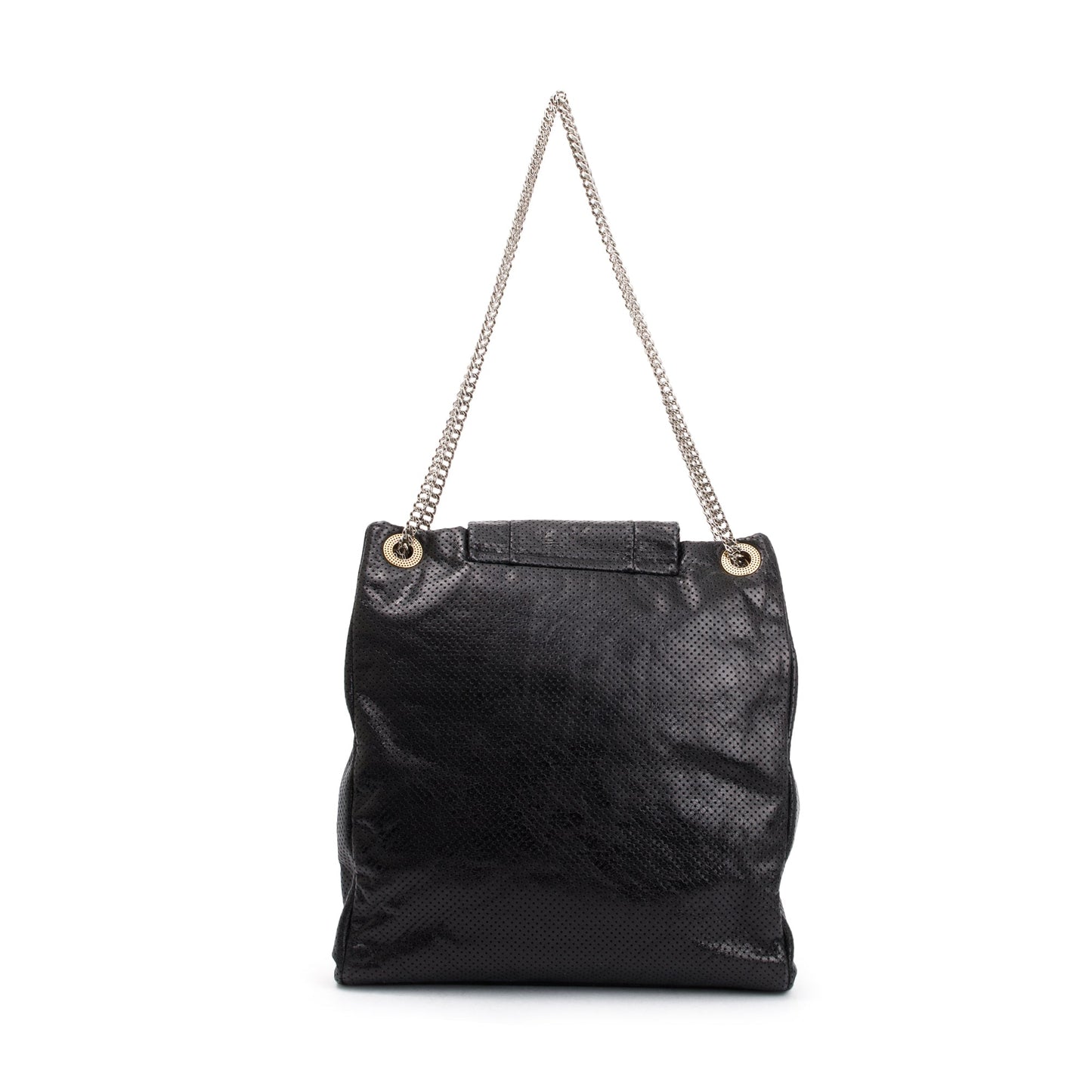 Chanel Black Perforated Calfskin Leather Drill Tote