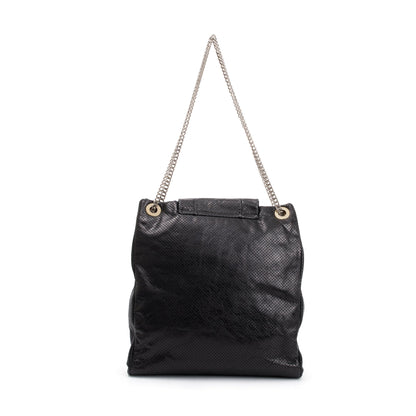 Chanel Black Perforated Calfskin Leather Drill Tote