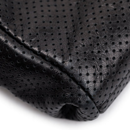 Chanel Black Perforated Calfskin Leather Drill Tote