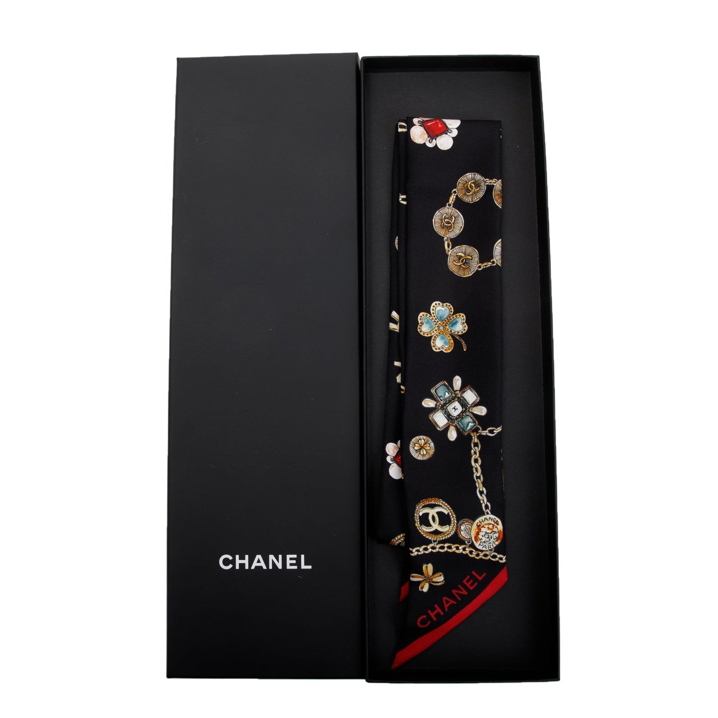 Chanel Black Printed CC Twill Silk Tie
