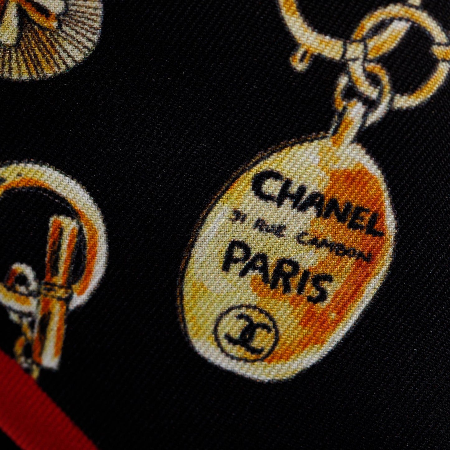 Chanel Black Printed CC Twill Silk Tie
