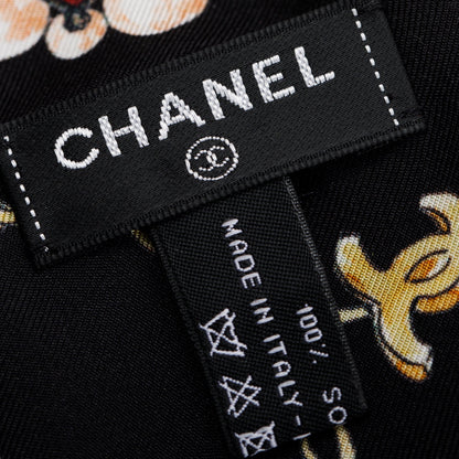 Chanel Black Printed CC Twill Silk Tie