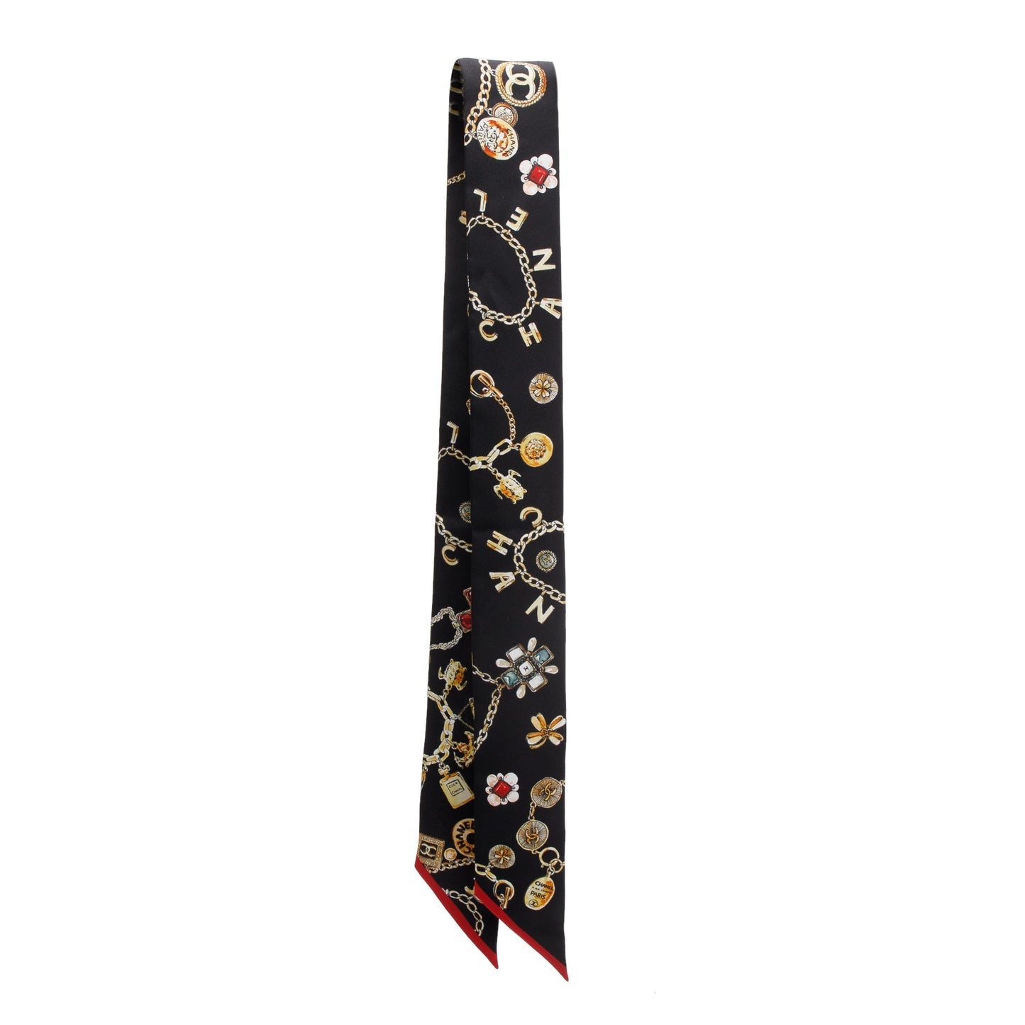 Chanel Black Printed CC Twill Silk Tie