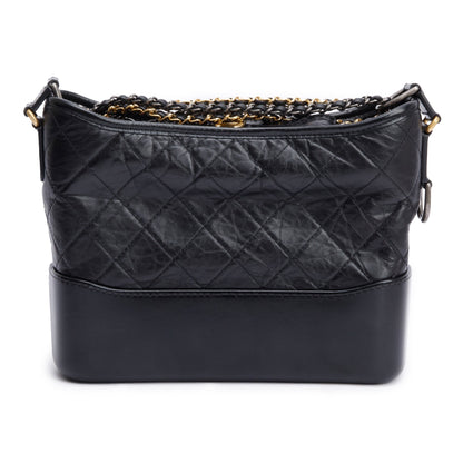 Chanel Black Quilted Aged Calfskin Leather Small Gabrielle Hobo