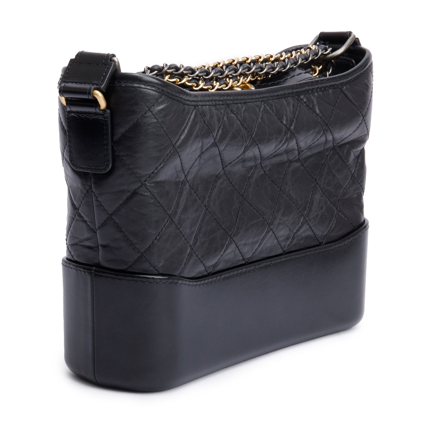 Chanel Black Quilted Aged Calfskin Leather Small Gabrielle Hobo