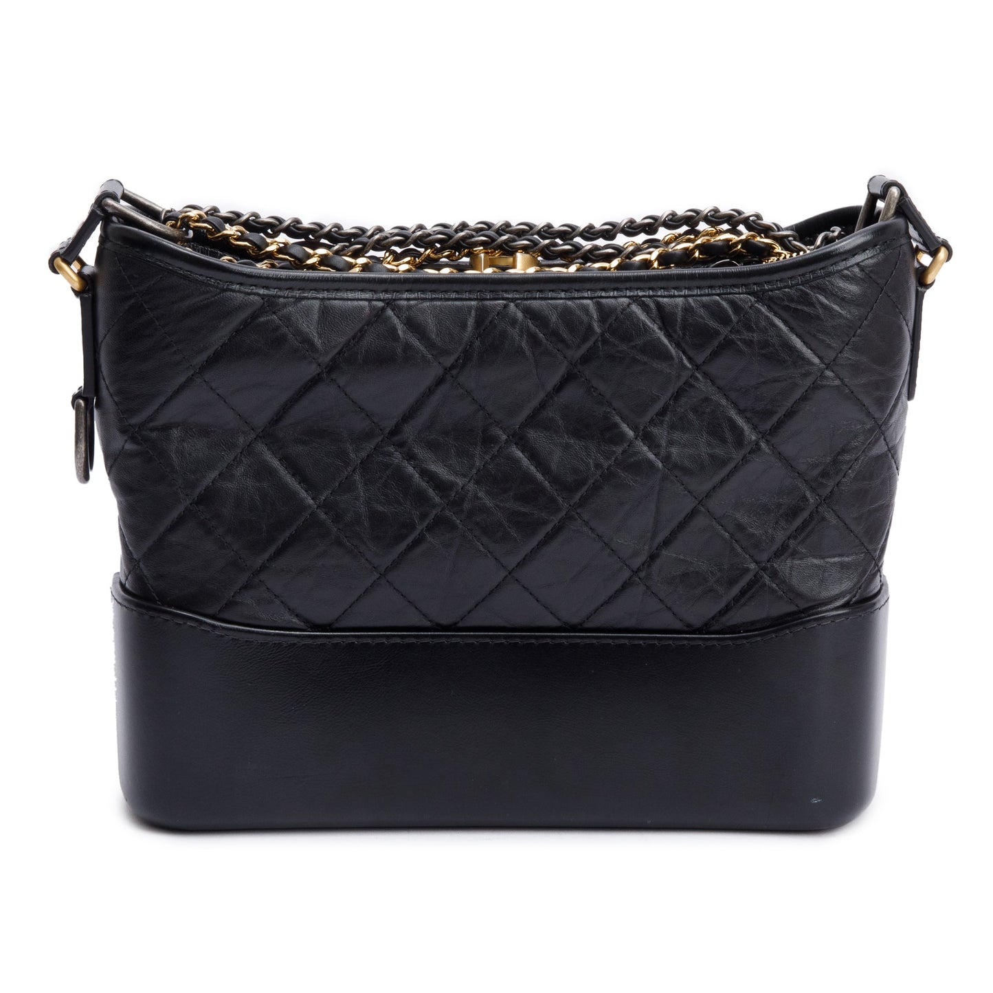 Chanel Black Quilted Aged Calfskin Leather Small Gabrielle Hobo