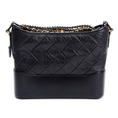 Chanel Black Quilted Aged Calfskin Leather Small Gabrielle Hobo