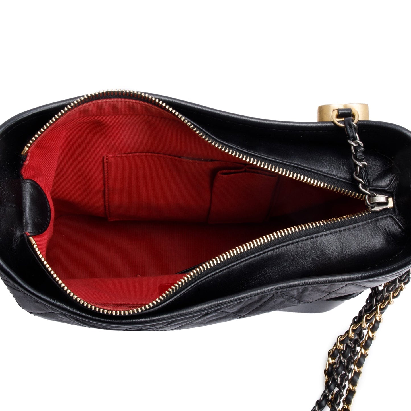 Chanel Black Quilted Aged Calfskin Leather Small Gabrielle Hobo