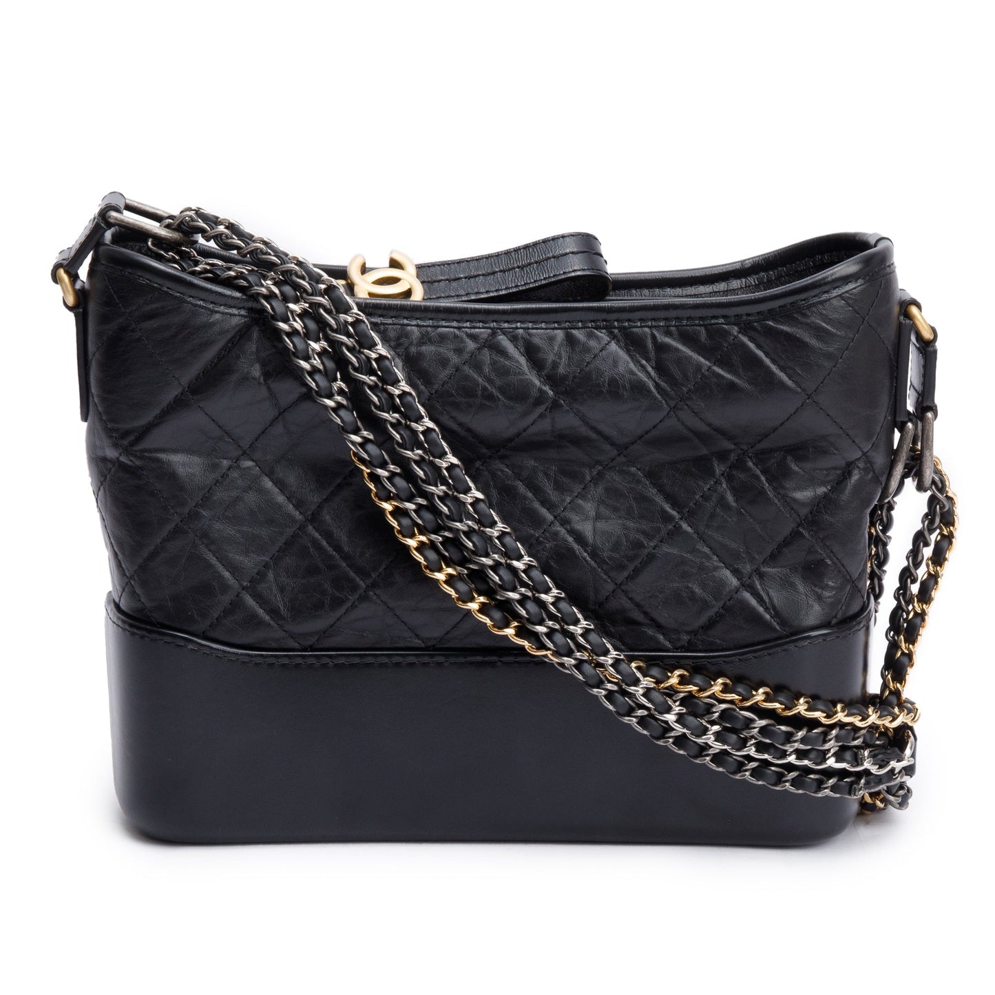 Chanel Black Quilted Aged Calfskin Leather Small Gabrielle Hobo