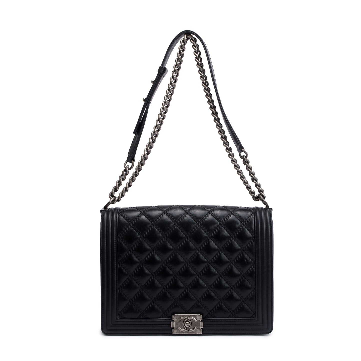Chanel Black Quilted Aged Calfskin XL Boy Bag