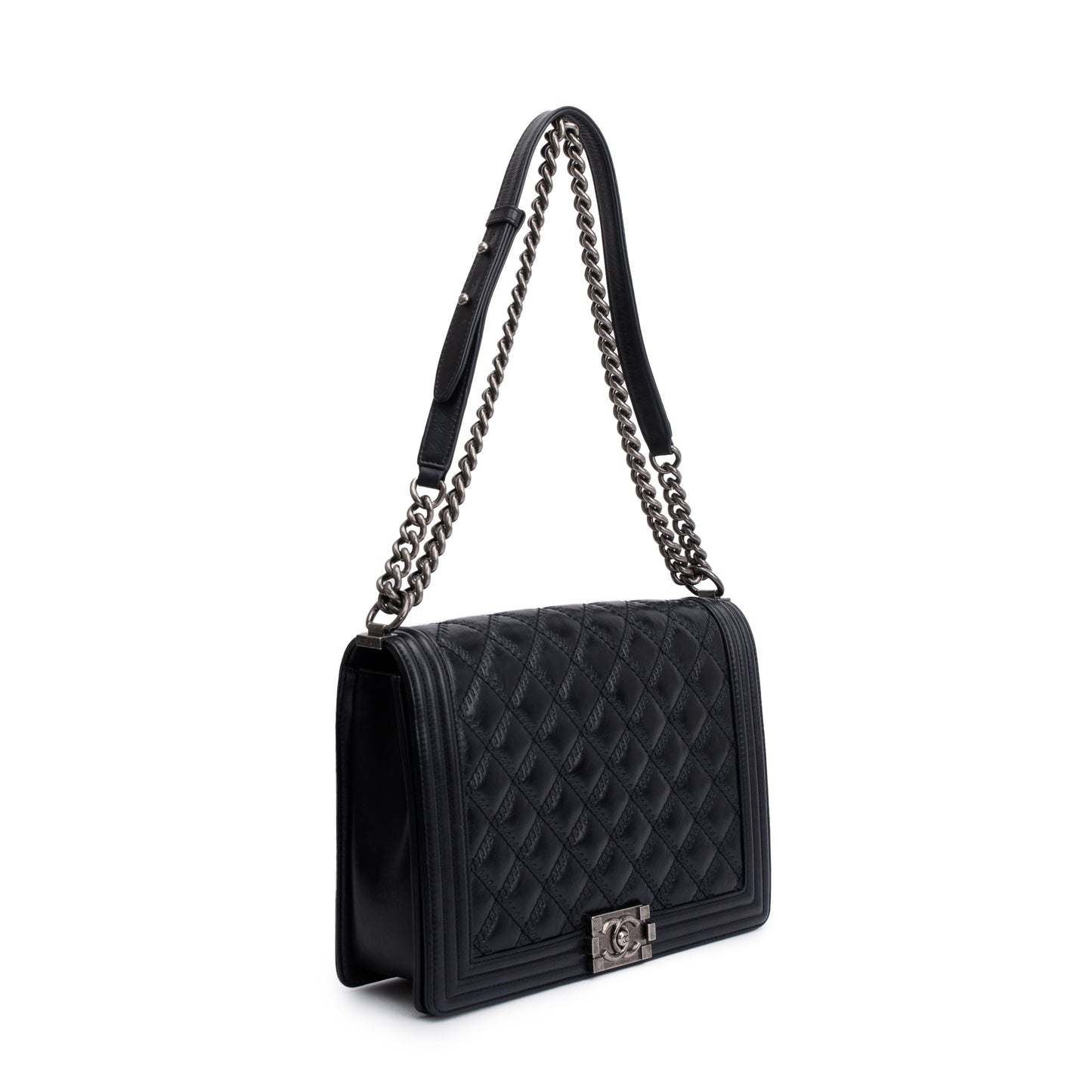 Chanel Black Quilted Aged Calfskin XL Boy Bag