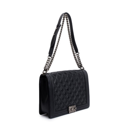 Chanel Black Quilted Aged Calfskin XL Boy Bag