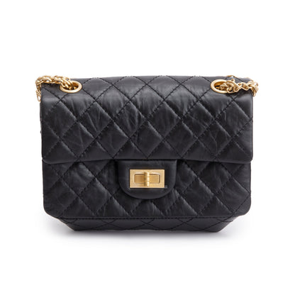 Chanel Black Quilted Calfskin Leather 2.55 Reissue 224 Flap Bag