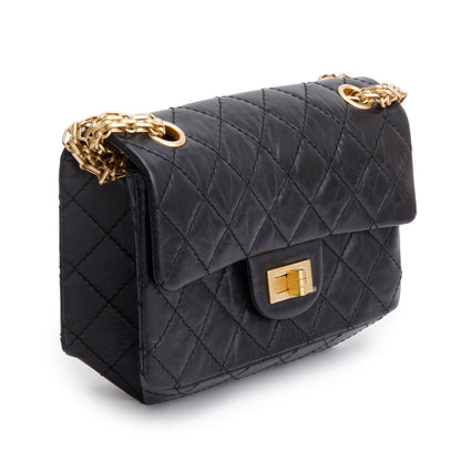 Chanel Black Quilted Calfskin Leather 2.55 Reissue 224 Flap Bag