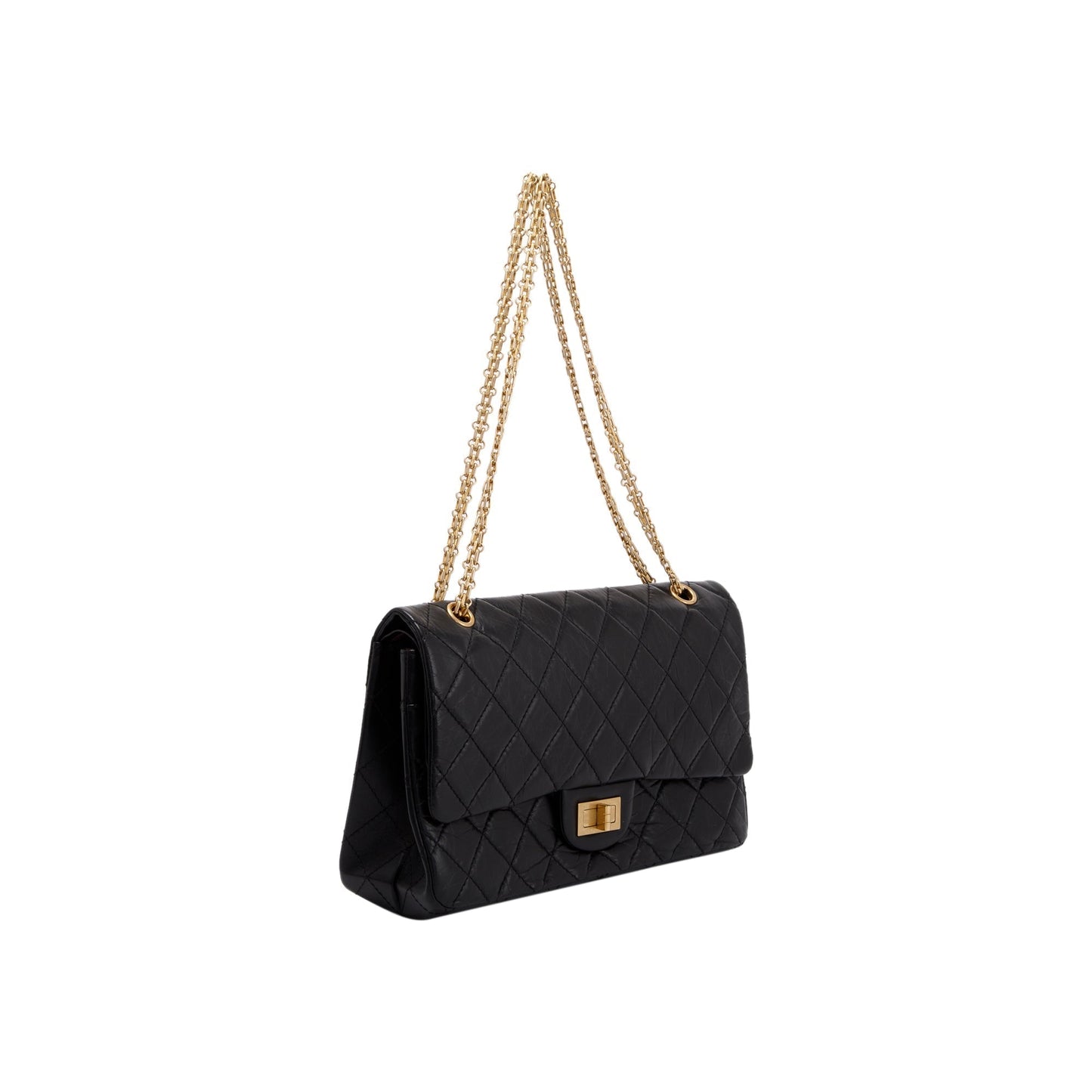 Chanel Black Quilted Calfskin Leather 2.55 Reissue 227 Double Flap Bag