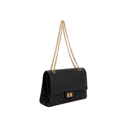 Chanel Black Quilted Calfskin Leather 2.55 Reissue 227 Double Flap Bag