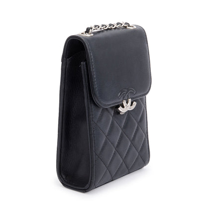 Chanel Black Quilted Calfskin Leather CC Box Flap Chain Phone Holder