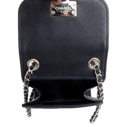 Chanel Black Quilted Calfskin Leather CC Box Flap Chain Phone Holder