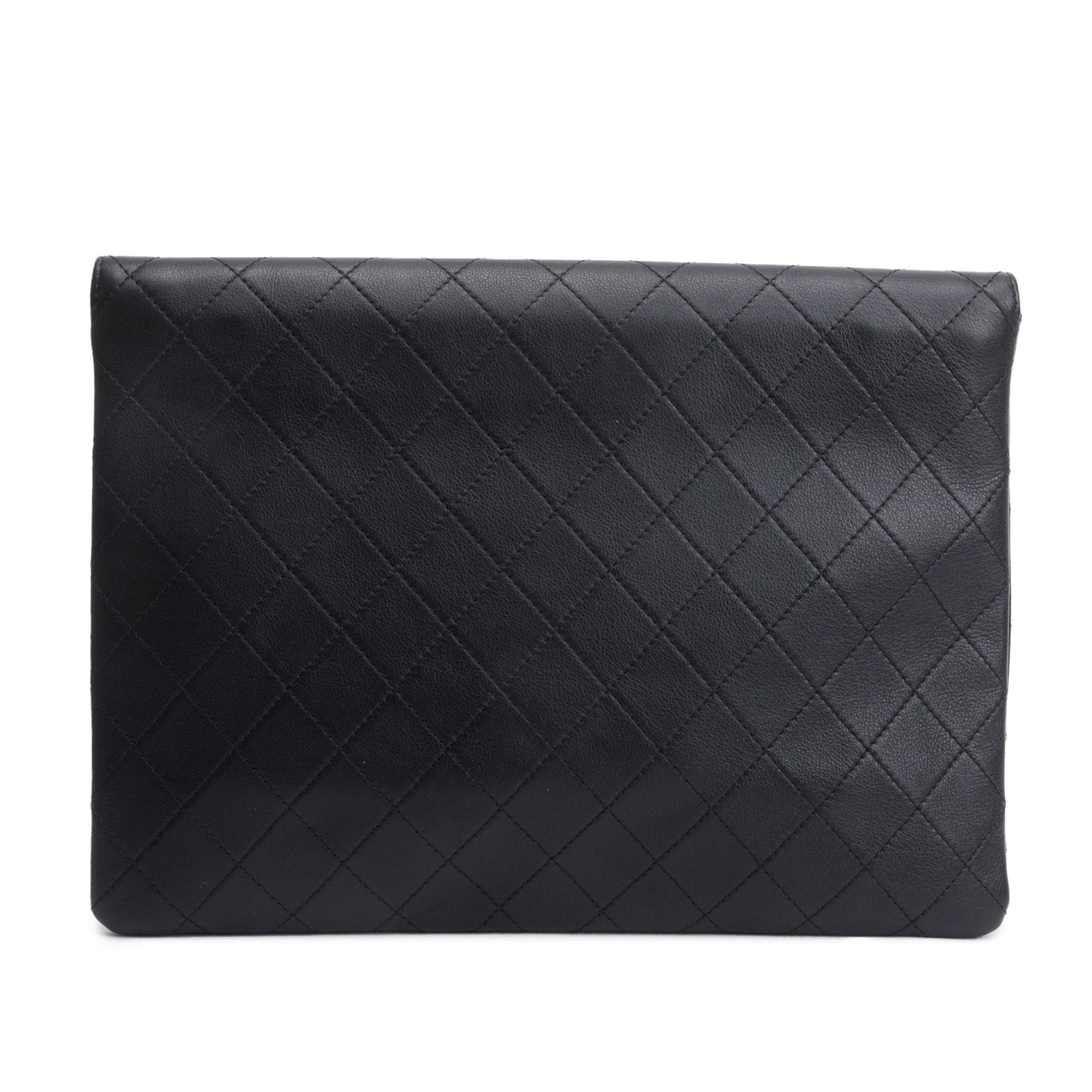 Chanel Black Quilted Calfskin Leather CC Clutch