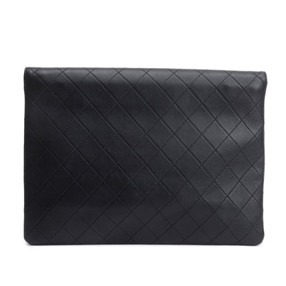Chanel Black Quilted Calfskin Leather CC Clutch