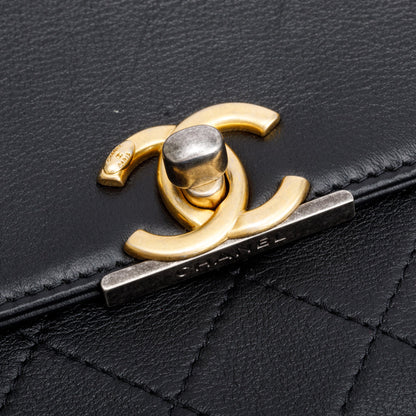 Chanel Black Quilted Calfskin Leather CC Clutch