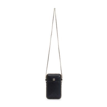 Chanel Black Quilted Calfskin Leather Chain Around Box Phone Holder Crossbody