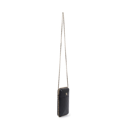 Chanel Black Quilted Calfskin Leather Chain Around Box Phone Holder Crossbody