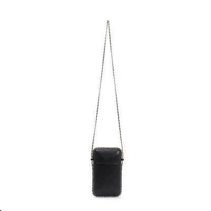 Chanel Black Quilted Calfskin Leather Chain Around Box Phone Holder Crossbody