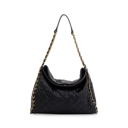 Chanel Black Quilted Calfskin Leather Chain Me Hobo