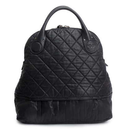 Chanel Black Quilted Calfskin Leather Expandable Travel Bag