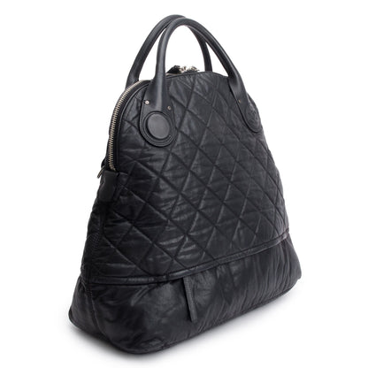 Chanel Black Quilted Calfskin Leather Expandable Travel Bag