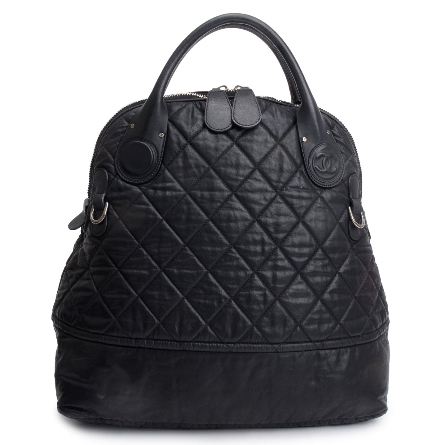 Chanel Black Quilted Calfskin Leather Expandable Travel Bag