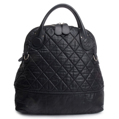 Chanel Black Quilted Calfskin Leather Expandable Travel Bag