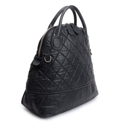 Chanel Black Quilted Calfskin Leather Expandable Travel Bag