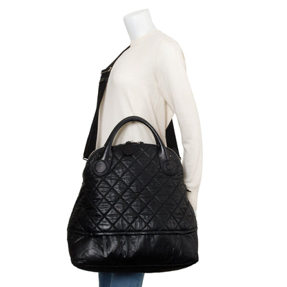 Chanel Black Quilted Calfskin Leather Expandable Travel Bag