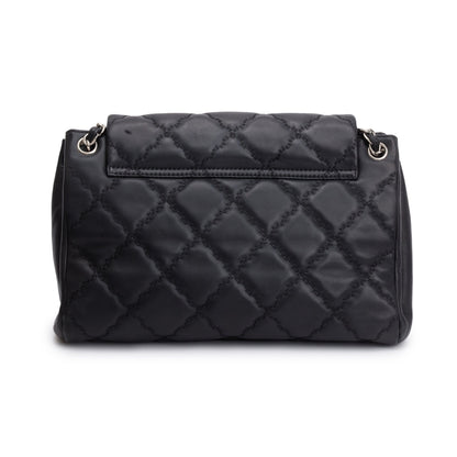 Chanel Black Quilted Calfskin Leather Large Double Stitch Hamptons Flap Bag
