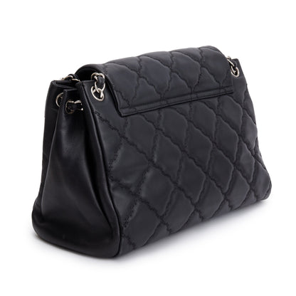 Chanel Black Quilted Calfskin Leather Large Double Stitch Hamptons Flap Bag