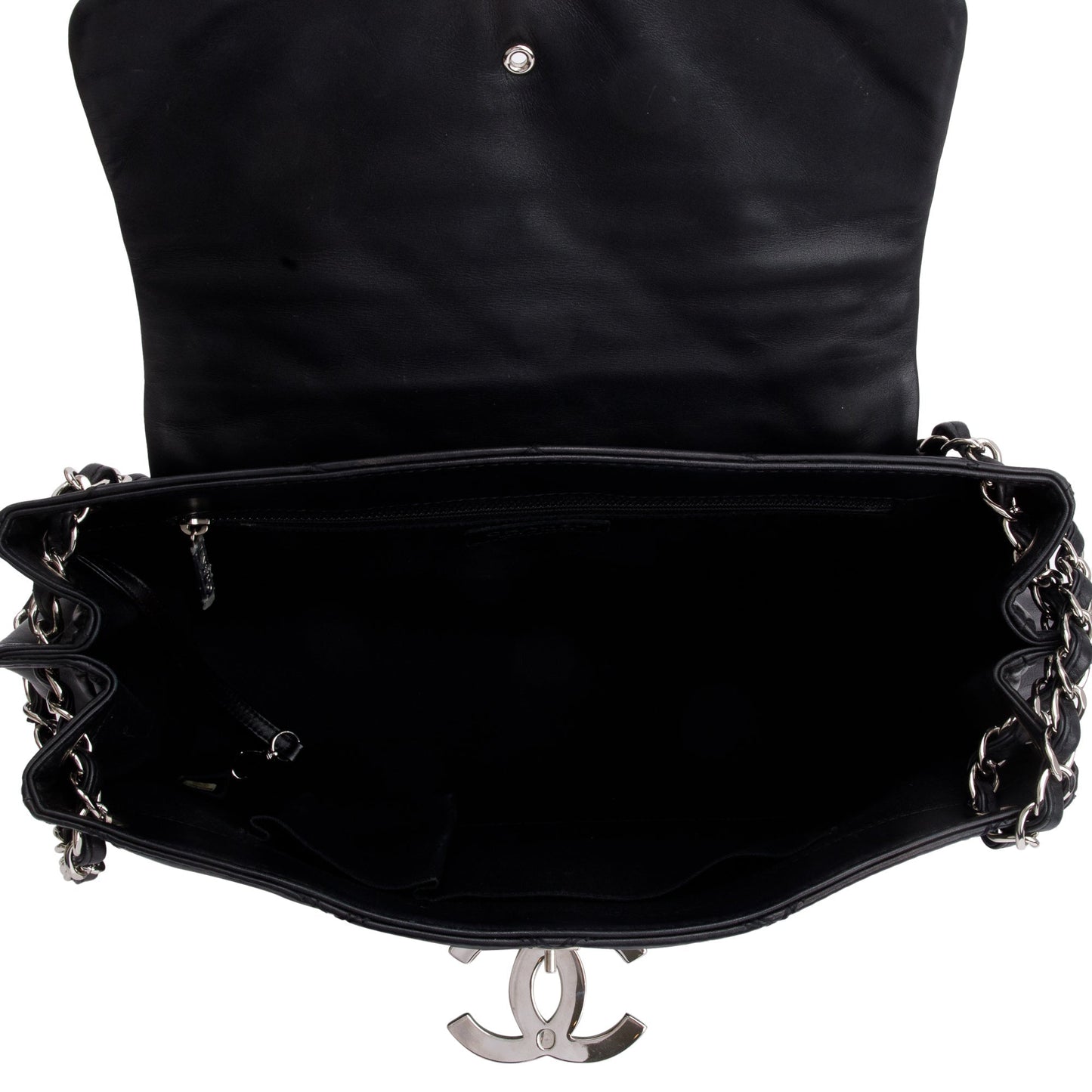 Chanel Black Quilted Calfskin Leather Large Double Stitch Hamptons Flap Bag